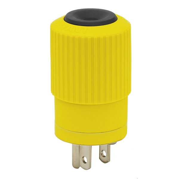 Bryant Straight Blade Device, Male Plug, HD, Straight, 15A 125V, 2-Pole 3-Wire Grounding, 5-15P, Yellow BRY5266NPSY